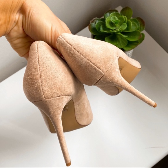 👡 TAN FAUX SUEDE POINTED TOE CLASSIC HIGH HEELS! - Picture 7 of 12